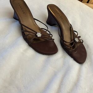 Parade Brown Strappy Heels with Florida al Detail